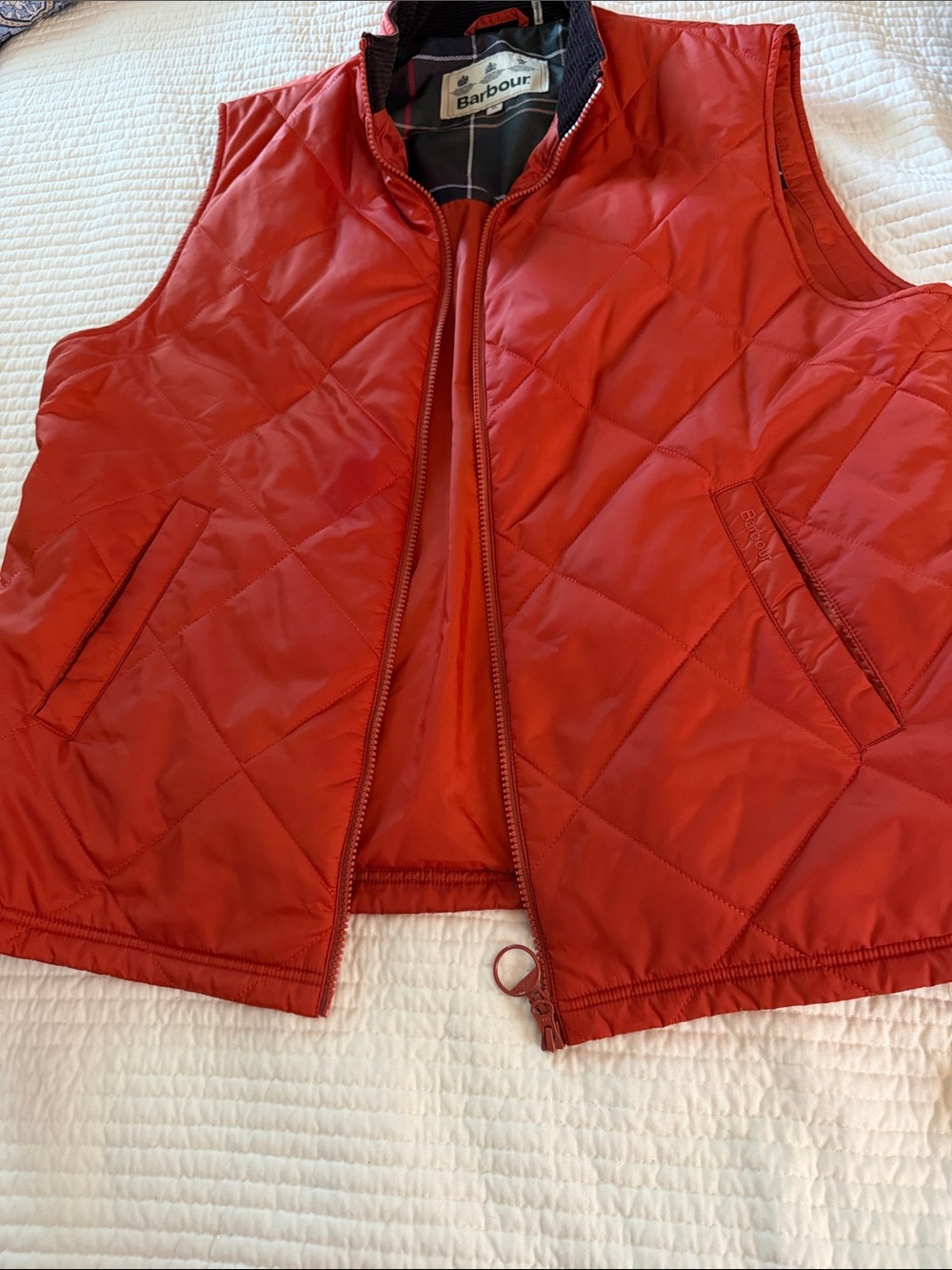 Barbour Red Quilted Men's Vest - Zip Front
